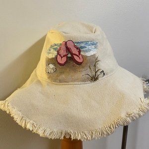 Handsewn, Handpainted Summer Beach Hat